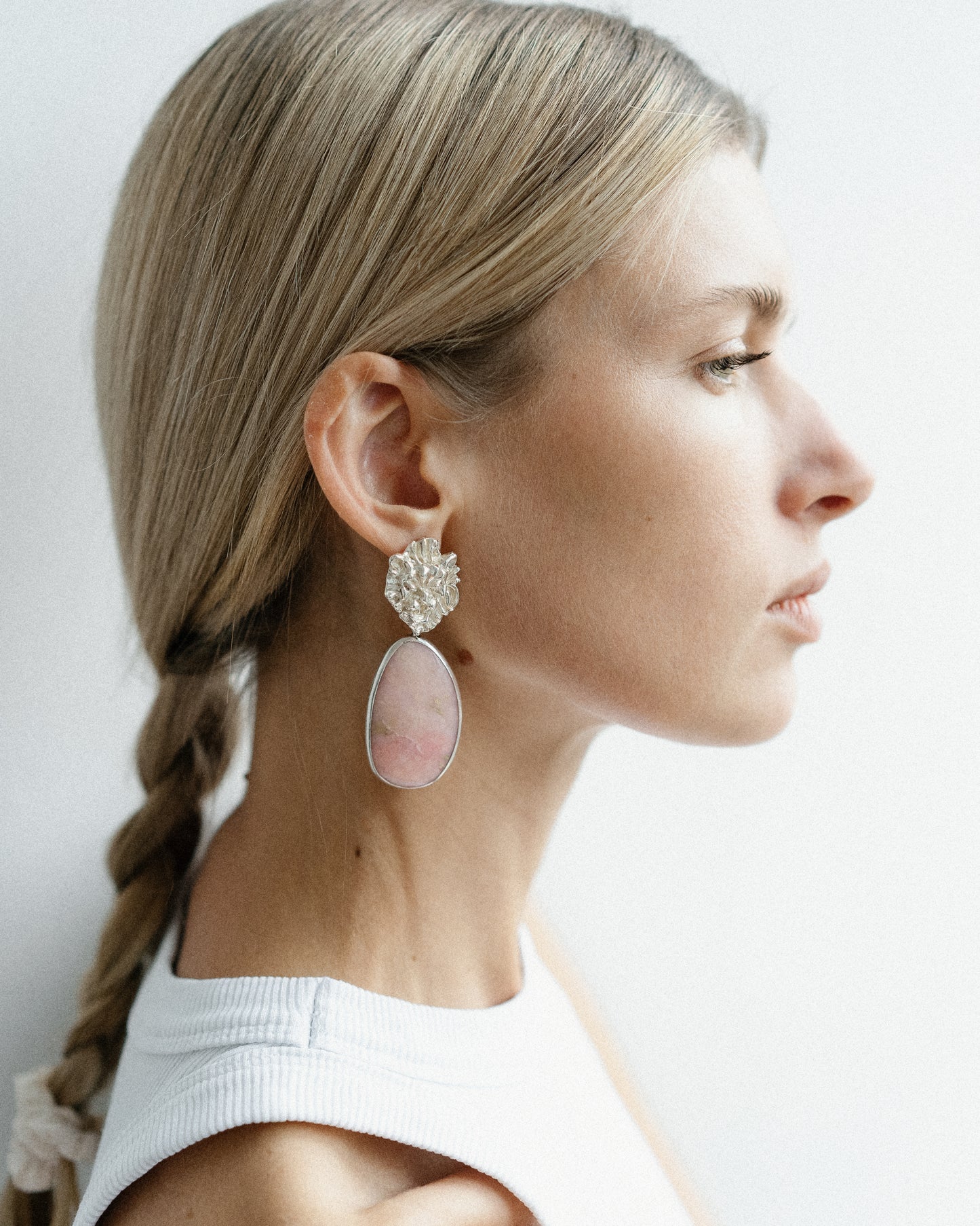 s.p.q.r. no. 5 earrings, leō with pink opal