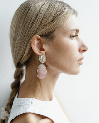 s.p.q.r. no. 5 earrings, leō with pink opal