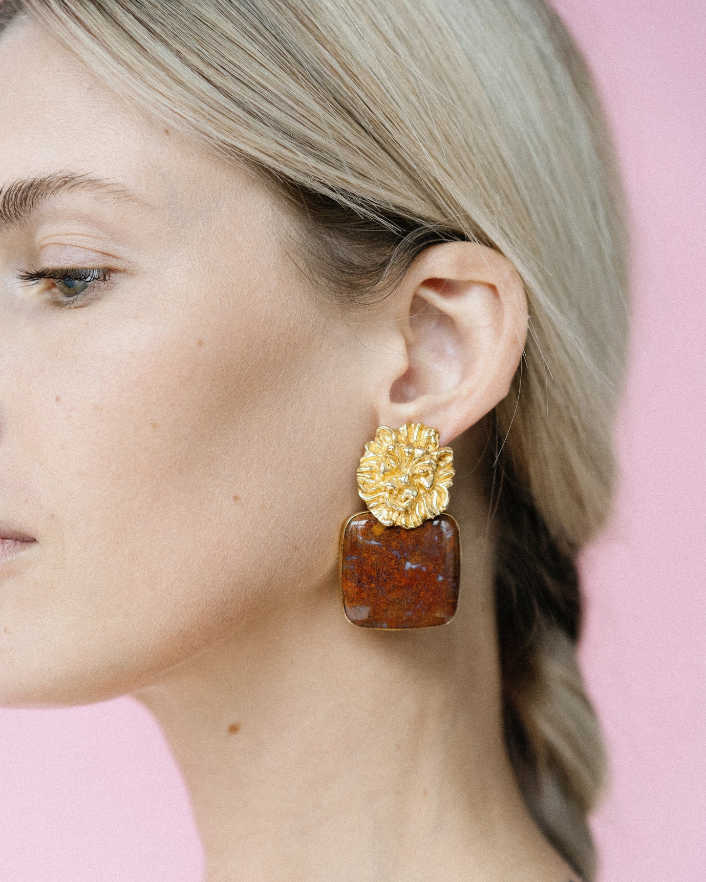 s.p.q.r. no. 7 earrings, leō with jasper